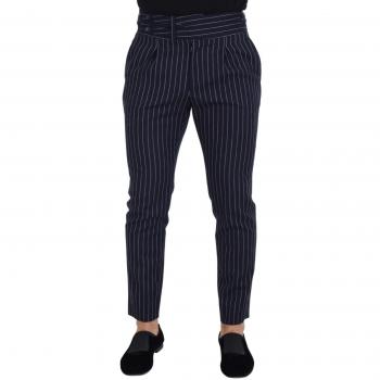 Dolce & Gabbana Blue Wool Striped Men Formal Trouser Pants - IT48 | M, Slim-fit Trousers, male, Blue, Size: M Iconic MainLine
