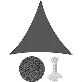 Sekey Toldo Vela de Sombra Triangular HDPE Protección Rayos UV Resistente Permeable Transpirable para Patio, Exteriores, Jardín, con Cuerda, Antracita 3.6×3.6×3.6m