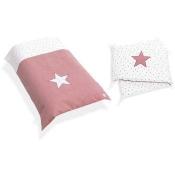 Alondra Rose 9L2NG-182 - Nórdico y protector bebé para cunas de 70x140 cm, color Blanco/Rosa