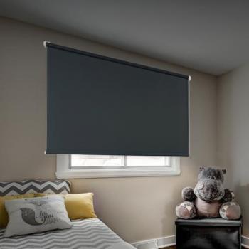 Estor Opaco EasyFix 100% Blackout, Instalación Sin Taladrar, Cortinas Enrollables para Privacidad Total, Gris 150 x 180 cm