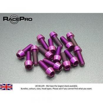 RacePro - 2x Titanio Cónico Perno GR5 - M6 x 40mm x 1mm - Allen Head - Púrpura