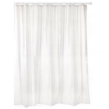 Cortina de baño Tatay de poliéster lavable blanca 180 x 200 cm, hidrofugada, que evita la humedad, con acabado satinado e incluye anillas