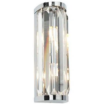 Aplique de baño Cristal K9, acero cromado, 2 bombillas, IP44, 26cm