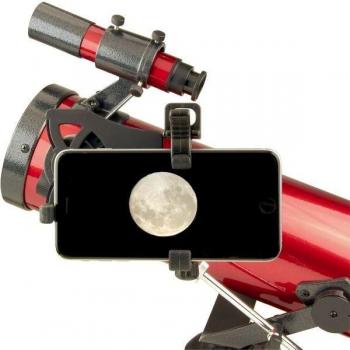 Carson RedPlanet 35 Newtonian Reflector Telescope with Smartphone Adapter - 88x76mm, Red
