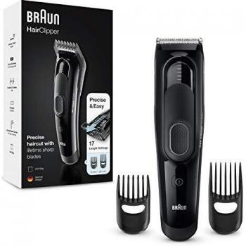 Braun HC 5050 Maquinilla cortar pelo profesional, cortapelos con 17 ajustes de longitud, color negro