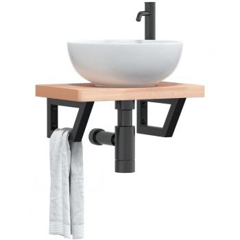 Fregadero de acero trapecio negro 2 piezas con soportes estante de lavabo 2 unidades en acero negro