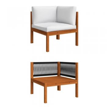 Garden Corner Sofa with Cushions Solid Acacia Wood