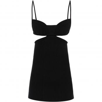 Off-White Women's Cut-Out Mini Dress in Black | Size 40 | OWHI080S23KNI001