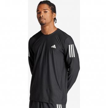 Adidas Camiseta De Manga Larga Own The Run Base - Playera de manga larga para hombre, color negro, diseñada para correr, con tecnología que mantiene la transpirabilidad y comodidad durante el ejercicio
