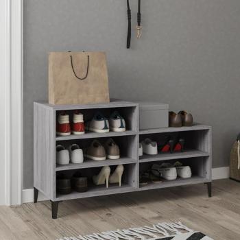 Zapatero de Madera Contrachapada con Estante, Color Marrón Roble, Roble Sonoma y Blanco, Dimensiones 102x36x60 cm
