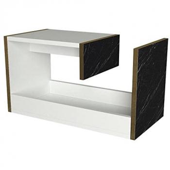 Mesa auxiliar WELLHOME 100% Tablero de aglomerado rechapado en melamina Color Blanco Oro Negro