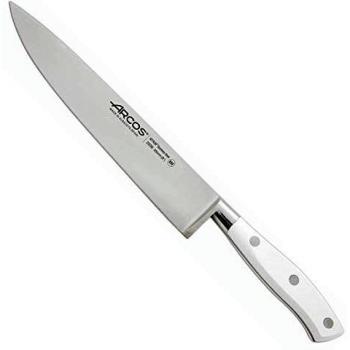 Arcos Serie Riviera Blanc, Cuchillo Cocinero, Hoja de Acero Inoxidable Forjado Nitrum 200 mm, Mango de Polioximetileno, POM Color Blanco