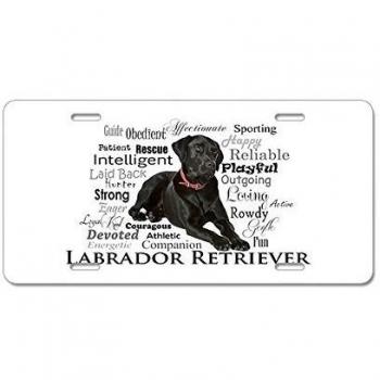 CafePress Black Lab Traits Aluminum License Plate - Standard Multi-color by CafePress