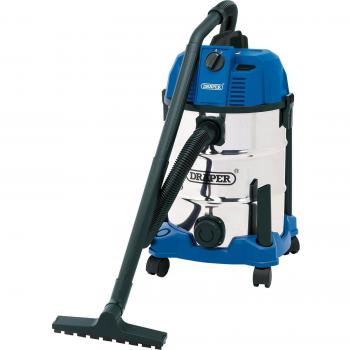 Draper 30L Wet and Dry Vacuum Cleaner with Stainless Steel Tank