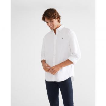 Silbon - Camisa de hombre regular lisa blanca con cuello clásico