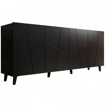 Aparador Charlotte 180, Negro, 4 Puertas, MDF y Aglomerado Laminado, Dimensiones: 201 x 83 x 42 cm
