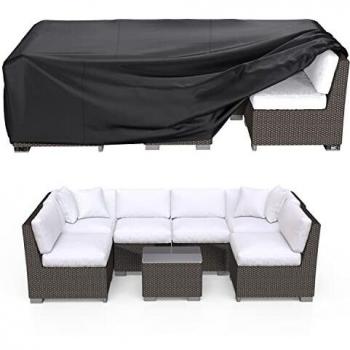 Brosyda - Fundas de Muebles de Jardín Impermeable 242x162x100cm, Funda Protectora Muebles Jardin Exterior, Cubierta de Mesa de Jardín, 600D Oxford, Negro, Antivento, Anti-UV, Antipolvo