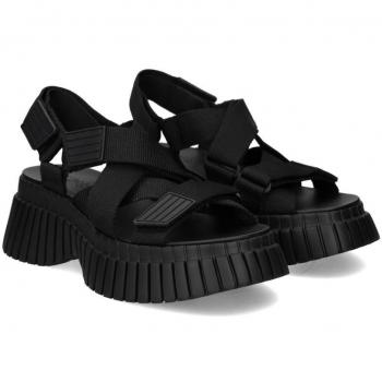 Camper - Sandalias de plataforma de mujer de piel con cierre adherente en color negro, talla 37