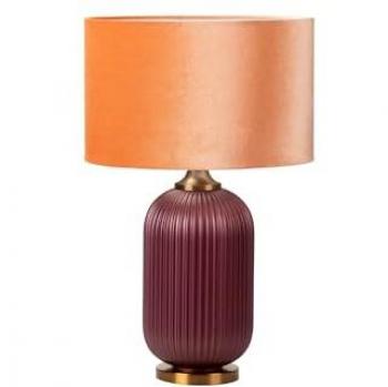 Lámpara Sobremesa Cristal y Metal 41x41x65 cm - Rosa/Dorado/Naranja - Ilumina Cualquier Espacio
