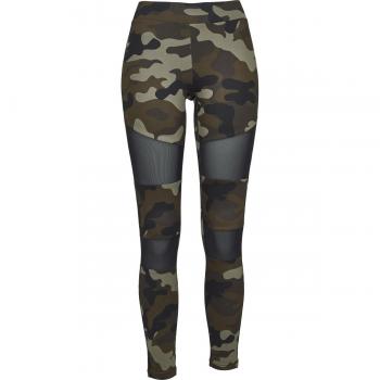 Urban Classics Women's Camo Tech Mesh Leggings - Woodland Black, XS to 5XL