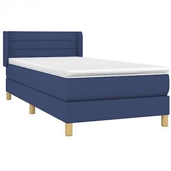 Cama Box Spring con Colchón de Tela Azul 80x200 cm