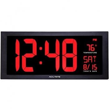 Acu-Rite AcuRite 75100C 18-Inch Large Led Clock with Indoor Temperature, Black