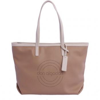 Bolso Shopper Don Algodón Garda Beige con Cremallera