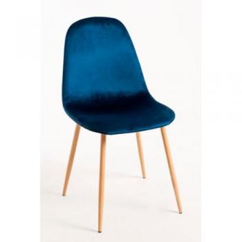Pack 4 Sillas de Comedor Teok Terciopelo Azul Medio