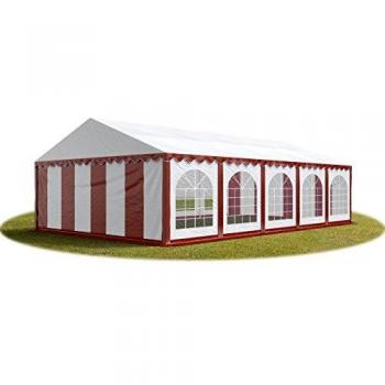 Carpa para fiestas 5x10 m PVC 750 impermeable con base reforzada rojo-blanco