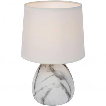 Lámpara de mesa Marmo con base de cerámica, blanca