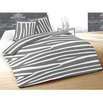 Juego de funda de edredón de algodón cama de matrimonio ZEBRE gris de Soleil d'ocre