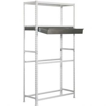 Estantería Simongarage Megaplus 4/400 Blanco con Cajón para Neumáticos, Soporte de Alta Capacidad 180 kg, Dimensiones 2000x1200x400 mm