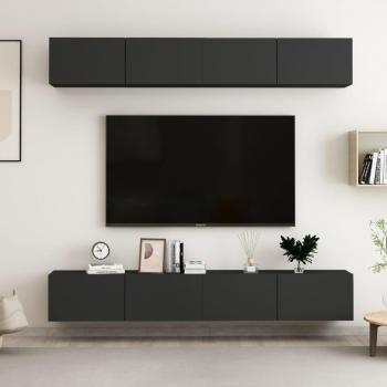Mueble de salón 4 piezas aglomerado negro 100x30x30 cm