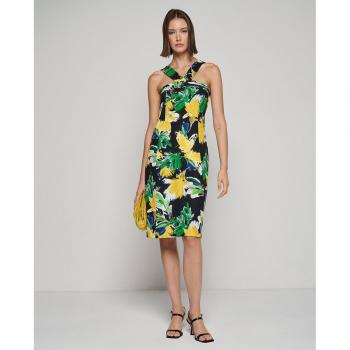 Roberto Verino - Vestido tirante cruzado crepé elástico con estampado de flores