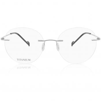 Round Rimless Titanium Men's Prescription Glasses - Silver, Size 49, Blue Light Block Available, Free Lenses - SmartBuy Collection