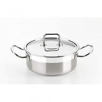 Cacerola Profesional BRA de 16cm con Tapa, Acero Inoxidable, Gris, Apta para Inducción