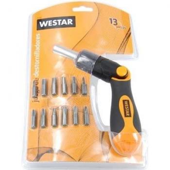 SET DESTORNILLADORES 13 PZS ABATIBLE Y CARRACA WESTAR BLISTER