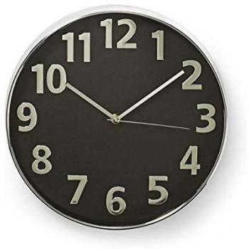 Nedis Reloj de Pared Circular 30 cm de diametro Negro y