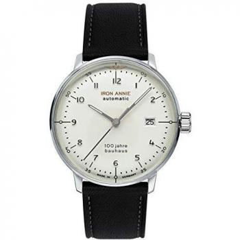 Reloj automático para hombre Iron Annie 100 Jahre Bauhaus 5056-1, correa de cuero, esfera blanca