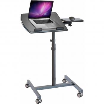 Escritorio de pie ajustable VM-SL negro con ruedas y soporte para portátil