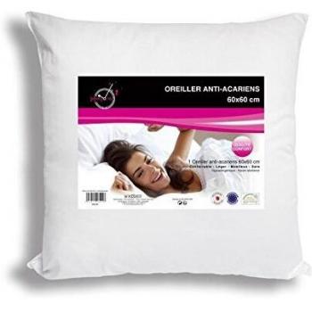 Almohada Confort Anti-Acarien 60 x 60 cm - Polyester - Blanca