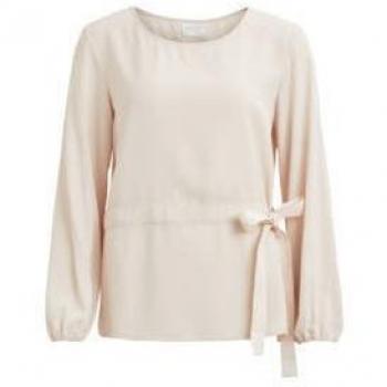 VILA CLOTHES Visarina L/s Top, Camisa Manga Larga para Mujer, Azul