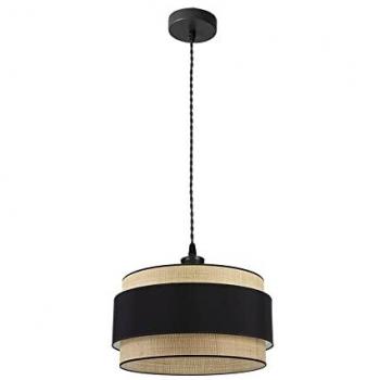 Lámpara Colgante Regulable Kandy 1xe27 Diseño Moderno Natural/Negro 40x40 cm