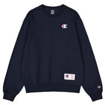 Sudadera Champion Crewneck Sweatshirt Hombre Azul M - Felpa, Soft Compact Poly Fleece, Logo Retro, Talla M