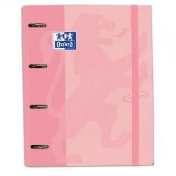 Oxford Europeanbinder Touch A4+ 4 Anillas 35mm Tapa Extradura Color Flamingo Pastel con Recambio 100 Hojas Cuadriculadas 5x5