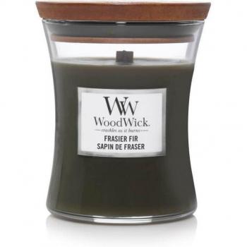 WoodWick Vela Perfumada Frasier Fir 275 g con mecha de madera, aroma a abeto, diseño en tarro mediano