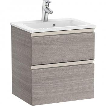 Mueble de baño compacto Roca The Gap con 2 cajones y lavabo, color Roble City texturizado, medidas 505 x 380 x 537 mm