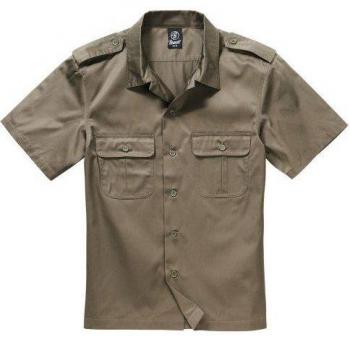 Camisa manga corta Brandit US 1/2 Sleeve Shirt para hombre en color aceituna, disponible en tallas L a 6XL