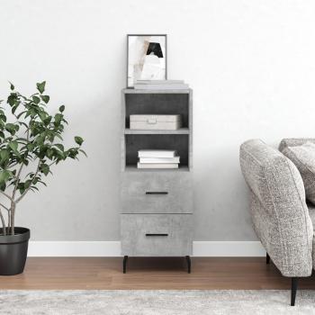 Aparador de madera contrachapada 34,5x34x90 cm en color gris hormigón, mueble de almacenaje para salón, buffet y armario auxiliar