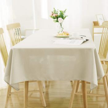 Deconovo Manteles de Mesa Rectangular Efecto Lino 132 x 229 cm Beige